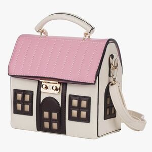 Charming Pink and Cream House-Shaped Handbag